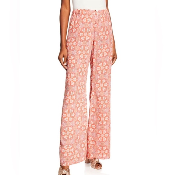 Alexis Orange Aggie Mosaic Paisley Print Flare Drawstring Pull-On Pants - Picture 7 of 7